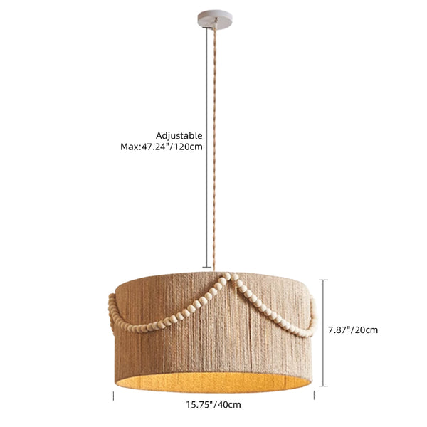 Bohemian Hemp Rope Pendant Light Cylindrical Living Room & Bedroom Chandelier