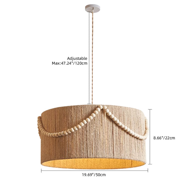 Bohemian Hemp Rope Pendant Light Cylindrical Living Room & Bedroom Chandelier