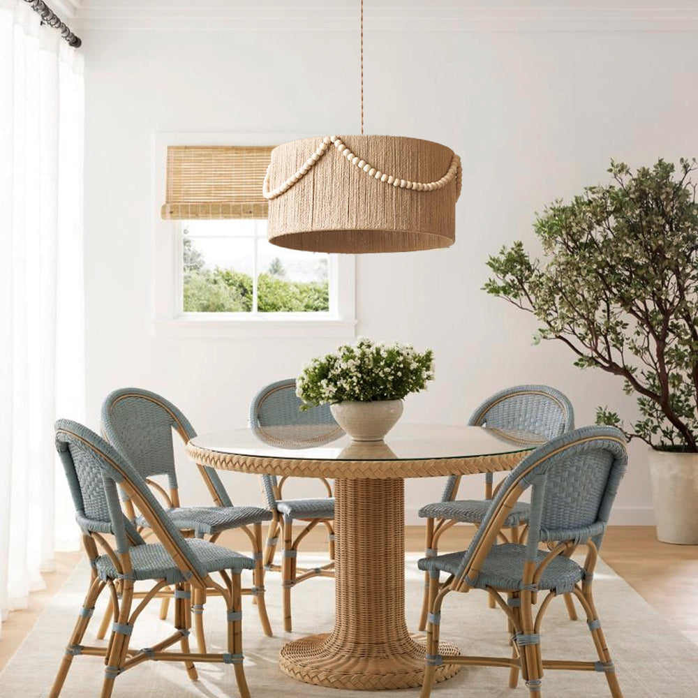 Bohemian Hemp Rope Pendant Light Cylindrical Living Room & Bedroom Chandelier