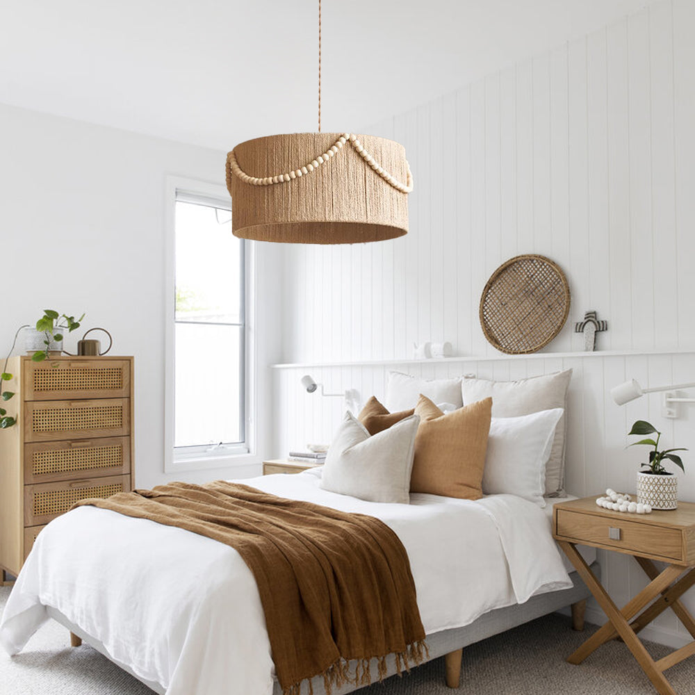 Bohemian Hemp Rope Pendant Light Cylindrical Living Room & Bedroom Chandelier
