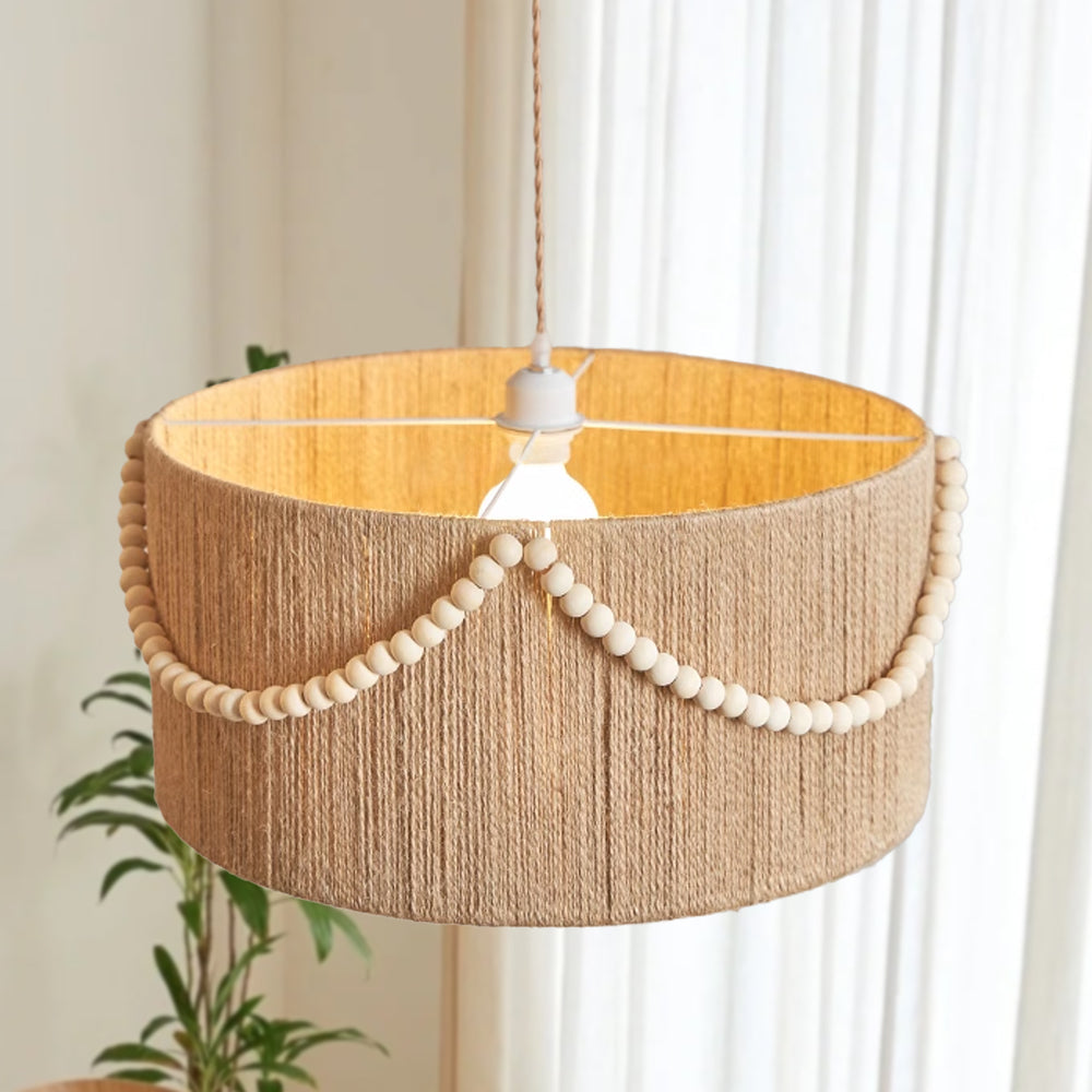 Bohemian Hemp Rope Pendant Light Cylindrical Living Room & Bedroom Chandelier