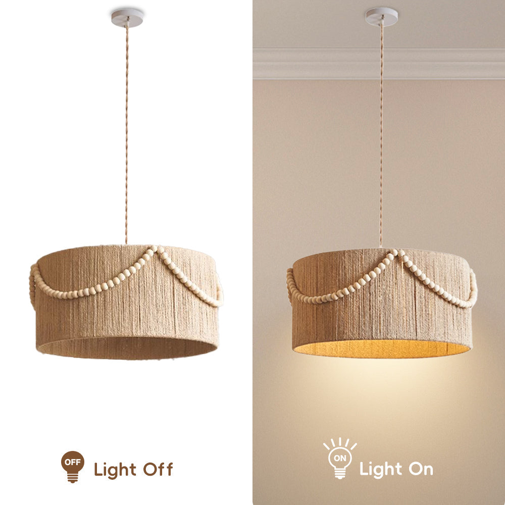 Bohemian Hemp Rope Pendant Light Cylindrical Living Room & Bedroom Chandelier