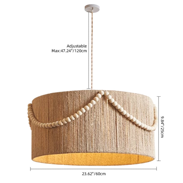 Bohemian Hemp Rope Pendant Light Cylindrical Living Room & Bedroom Chandelier