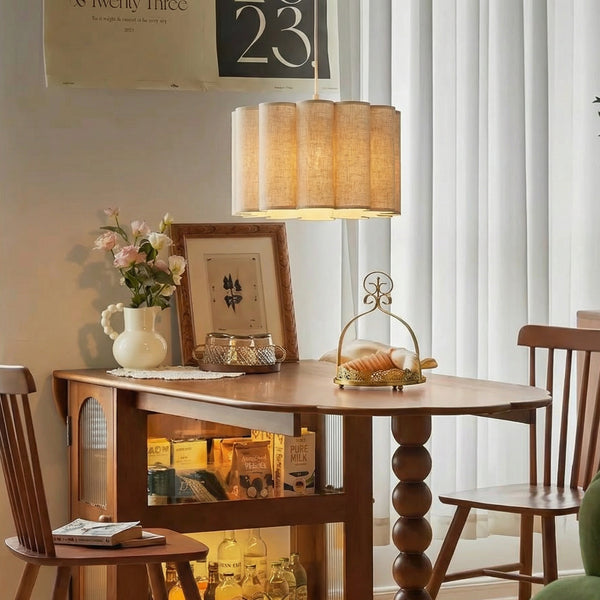 Modern Pleated Fabric Pendant Light Scalloped Drum Chandelier