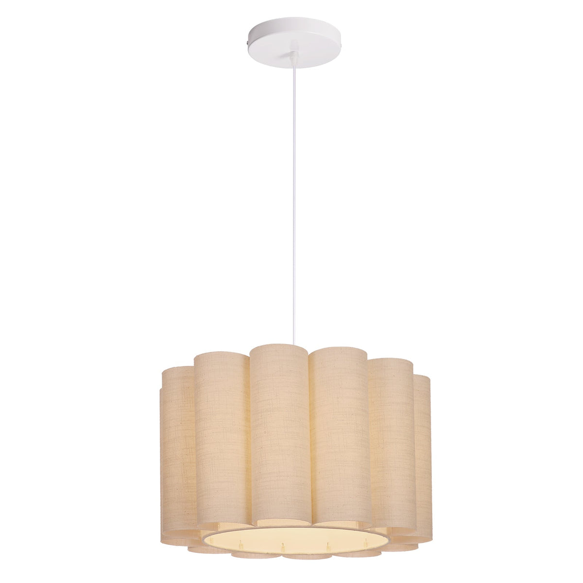 Modern Pleated Fabric Pendant Light Scalloped Drum Chandelier