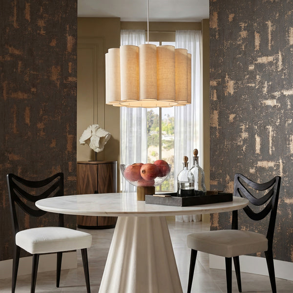 Modern Pleated Fabric Pendant Light Scalloped Drum Chandelier