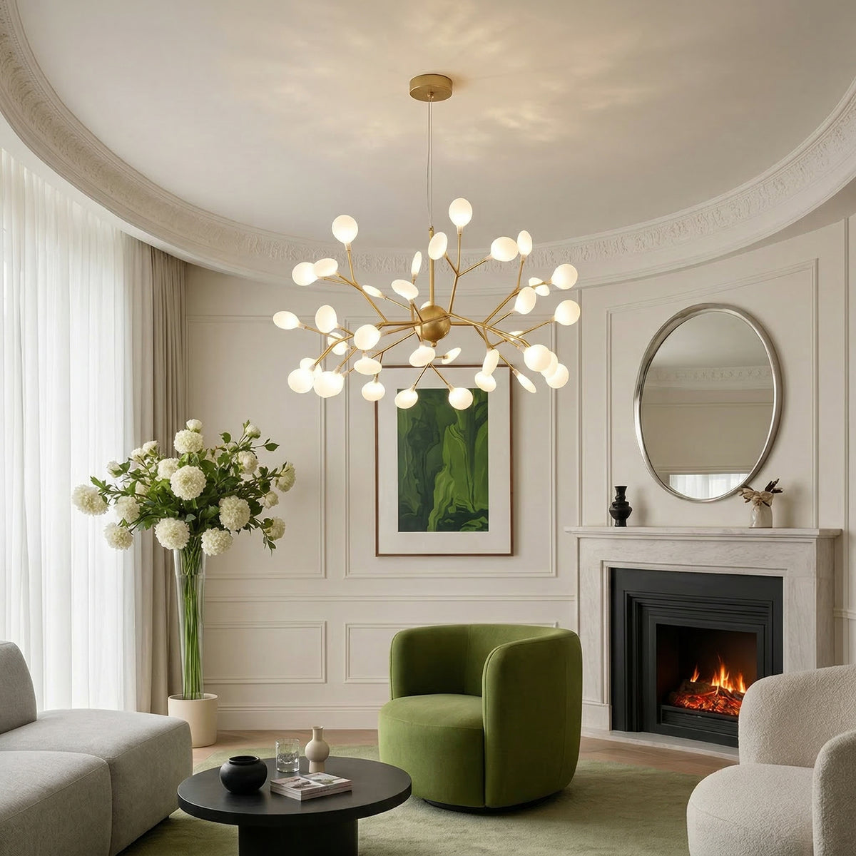 Modern Firefly LED Chandelier Nordic Leaf Branch Pendant Light Main image