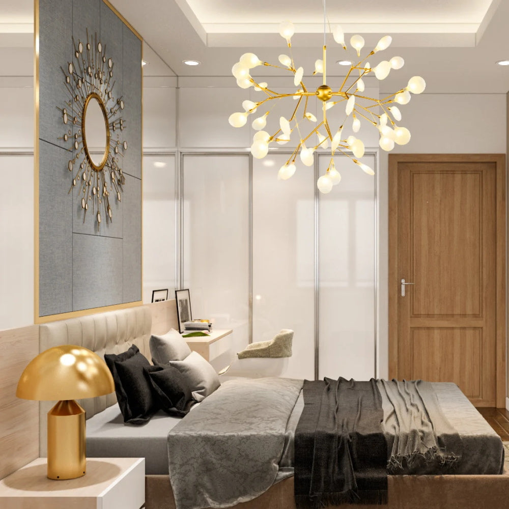 Modern Firefly LED Chandelier Nordic Leaf Branch Pendant Light