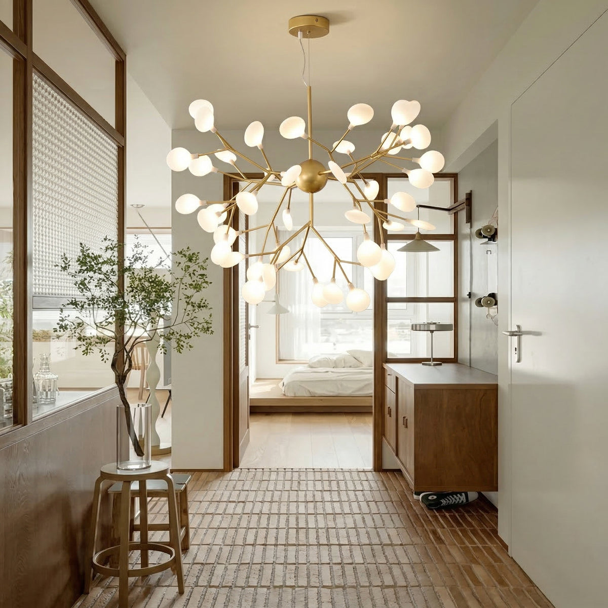 Modern Firefly LED Chandelier Nordic Leaf Branch Pendant Light