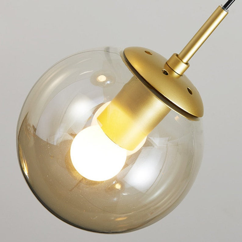 Nordic Spiral Glass Globe Chandelier Luxury Gold Staircase Pendant Light