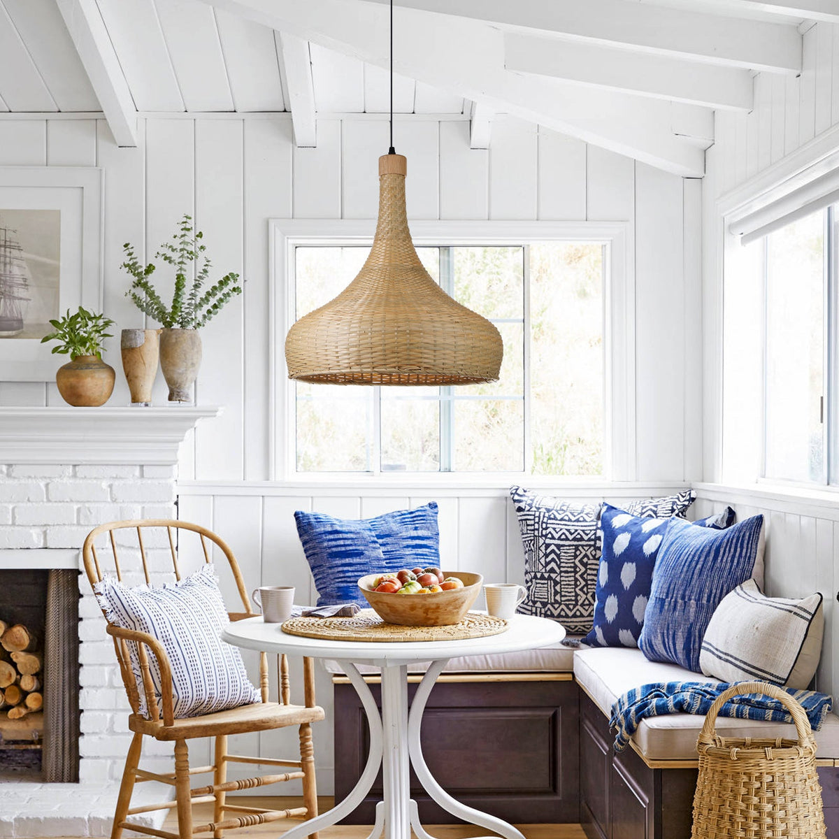 Handmade Bamboo Woven Pendant Light Retro Dome Chandelier Main image