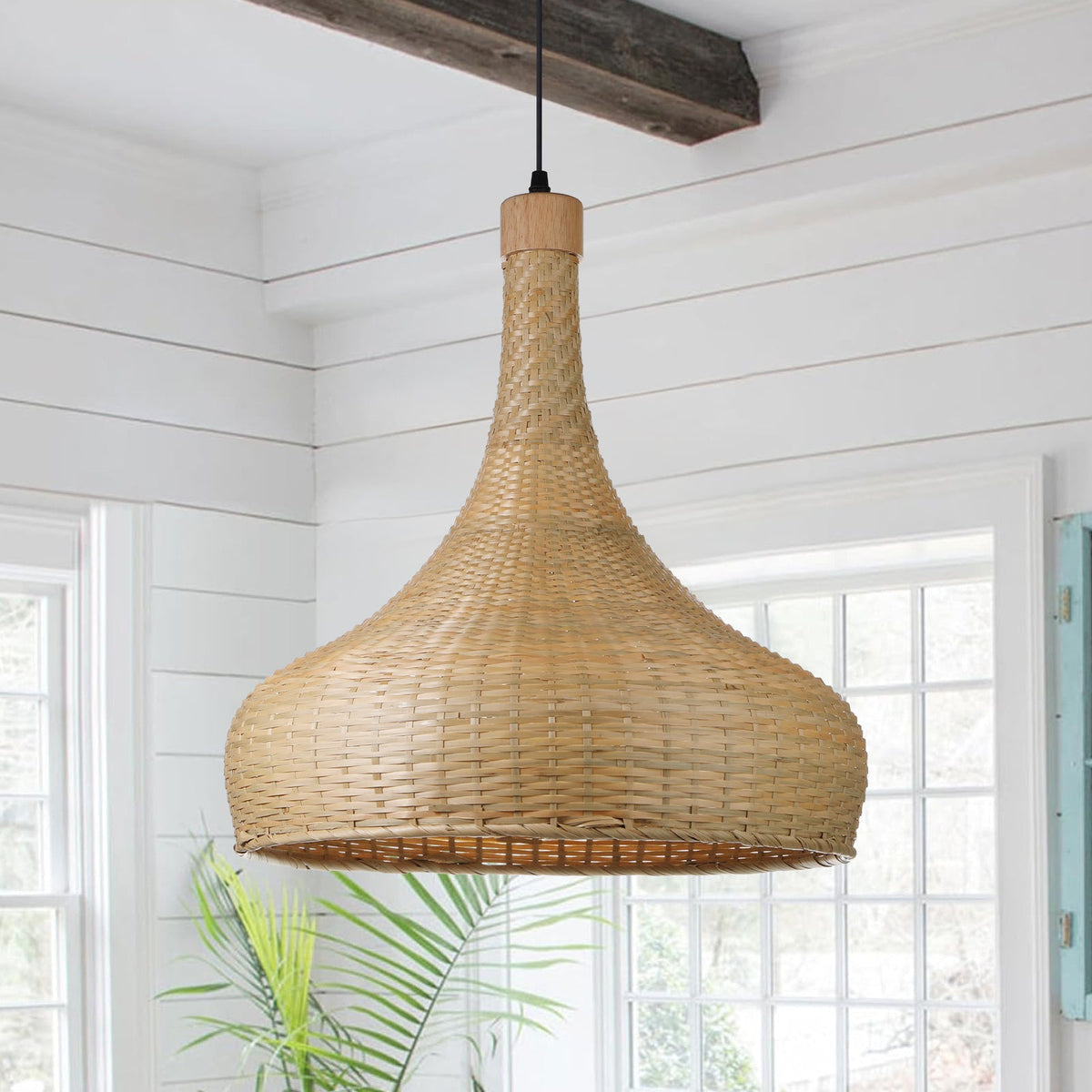 Handmade Bamboo Woven Pendant Light Retro Dome Chandelier
