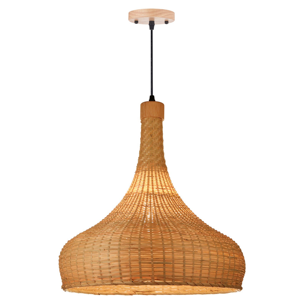 Handmade Bamboo Woven Pendant Light Retro Dome Chandelier