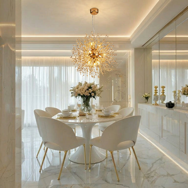 Modern Crystal Firework Chandelier Gold Dandelion Pendant Light