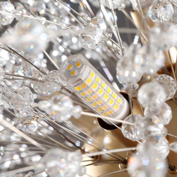 Modern Crystal Firework Chandelier Gold Dandelion Pendant Light