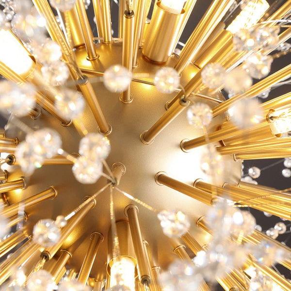 Modern Crystal Firework Chandelier Gold Dandelion Pendant Light