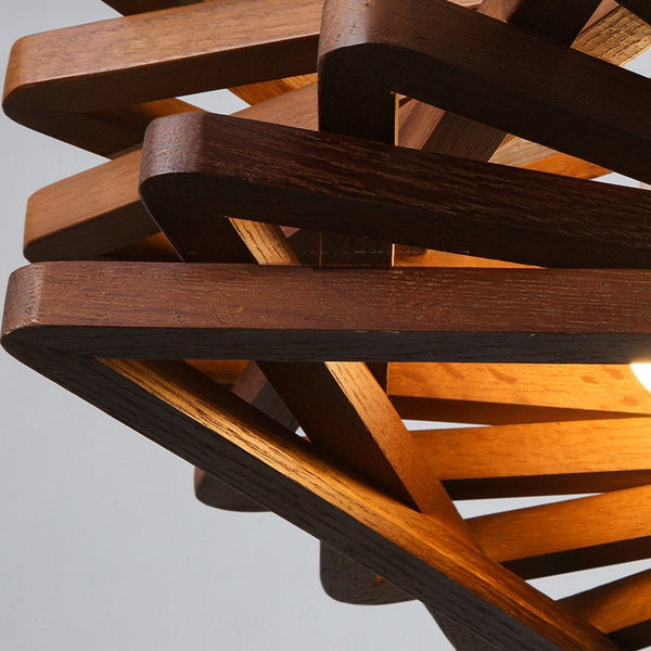 Modern Spiral Wood Triangle Pendant Light Nordic Helical Chandelier