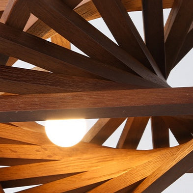 Modern Spiral Wood Triangle Pendant Light Nordic Helical Chandelier
