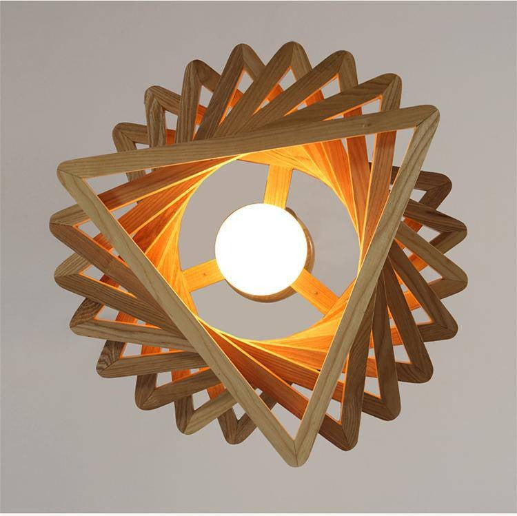Modern Spiral Wood Triangle Pendant Light Nordic Helical Chandelier