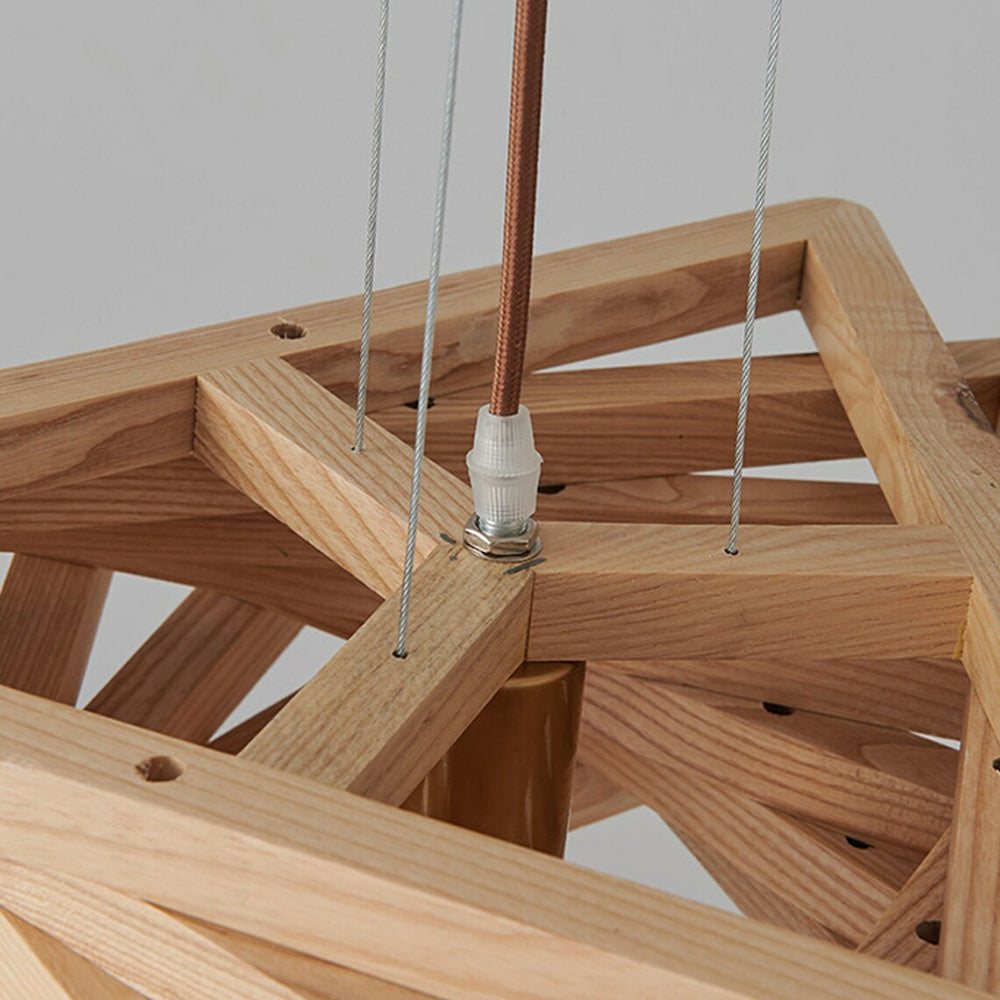 Modern Spiral Wood Triangle Pendant Light Nordic Helical Chandelier