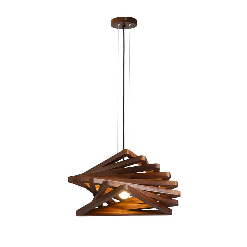 Modern Spiral Wood Triangle Pendant Light Nordic Helical Chandelier