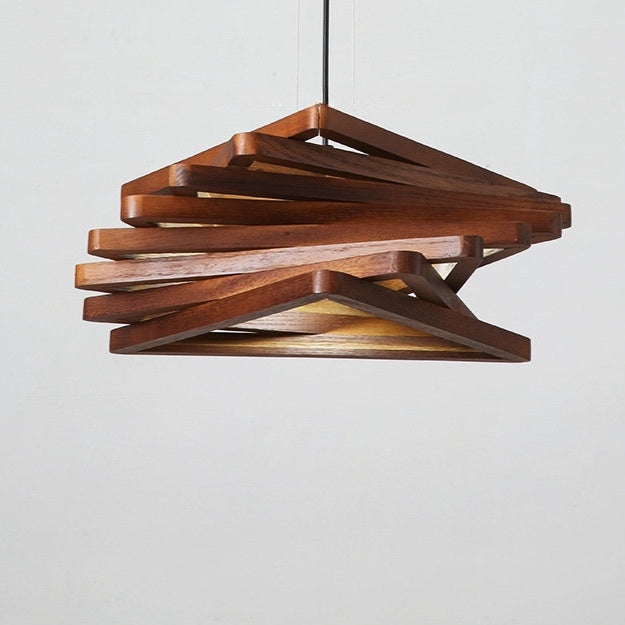 Modern Spiral Wood Triangle Pendant Light Nordic Helical Chandelier