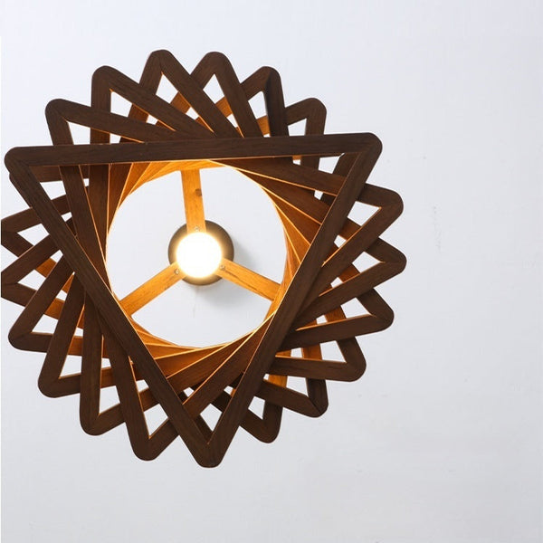 Modern Spiral Wood Triangle Pendant Light Nordic Helical Chandelier