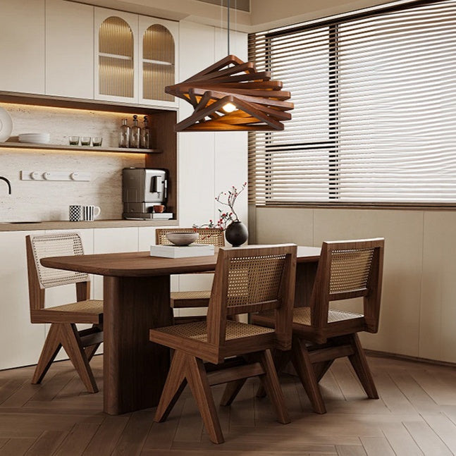 Modern Spiral Wood Triangle Pendant Light Nordic Helical Chandelier