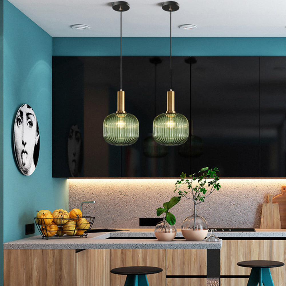 Retro Lantern Shape Glass Pendant Light Vintage Dining Room Chandelier