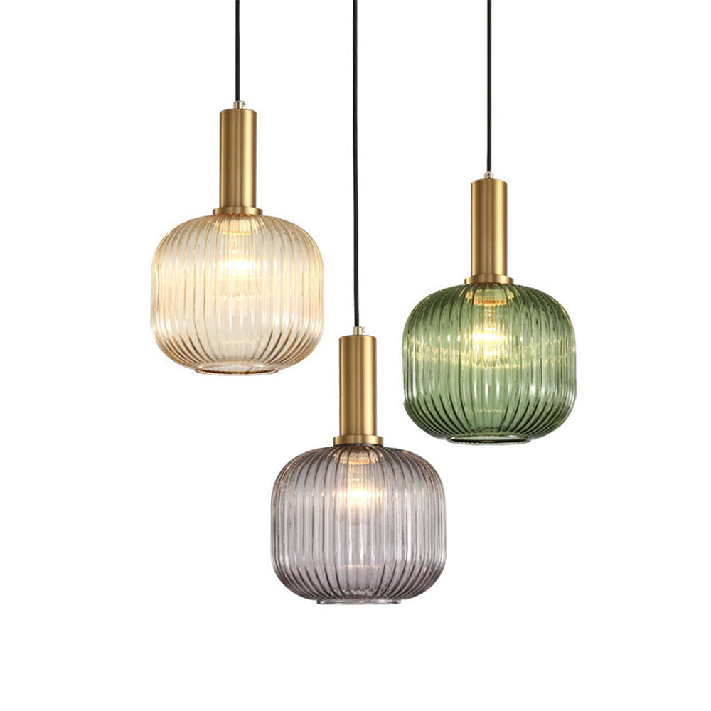 Retro Lantern Shape Glass Pendant Light Vintage Dining Room Chandelier