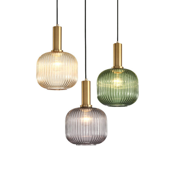 Retro Lantern Shape Glass Pendant Light Vintage Dining Room Chandelier