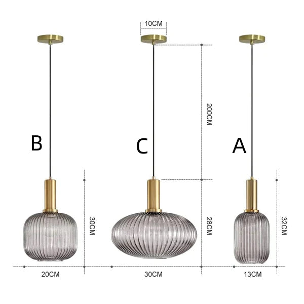 Retro Lantern Shape Glass Pendant Light Vintage Dining Room Chandelier