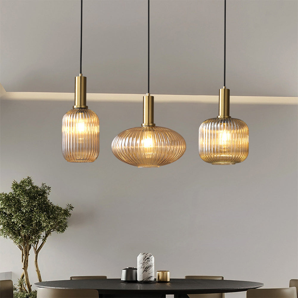 Retro Lantern Shape Glass Pendant Light Vintage Dining Room Chandelier