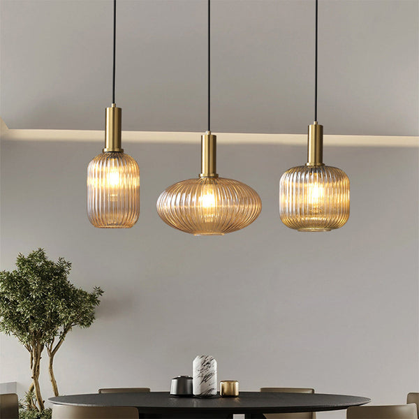 Retro Lantern Shape Glass Pendant Light Vintage Dining Room Chandelier