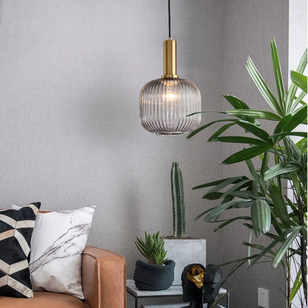 Retro Lantern Shape Glass Pendant Light Vintage Dining Room Chandelier