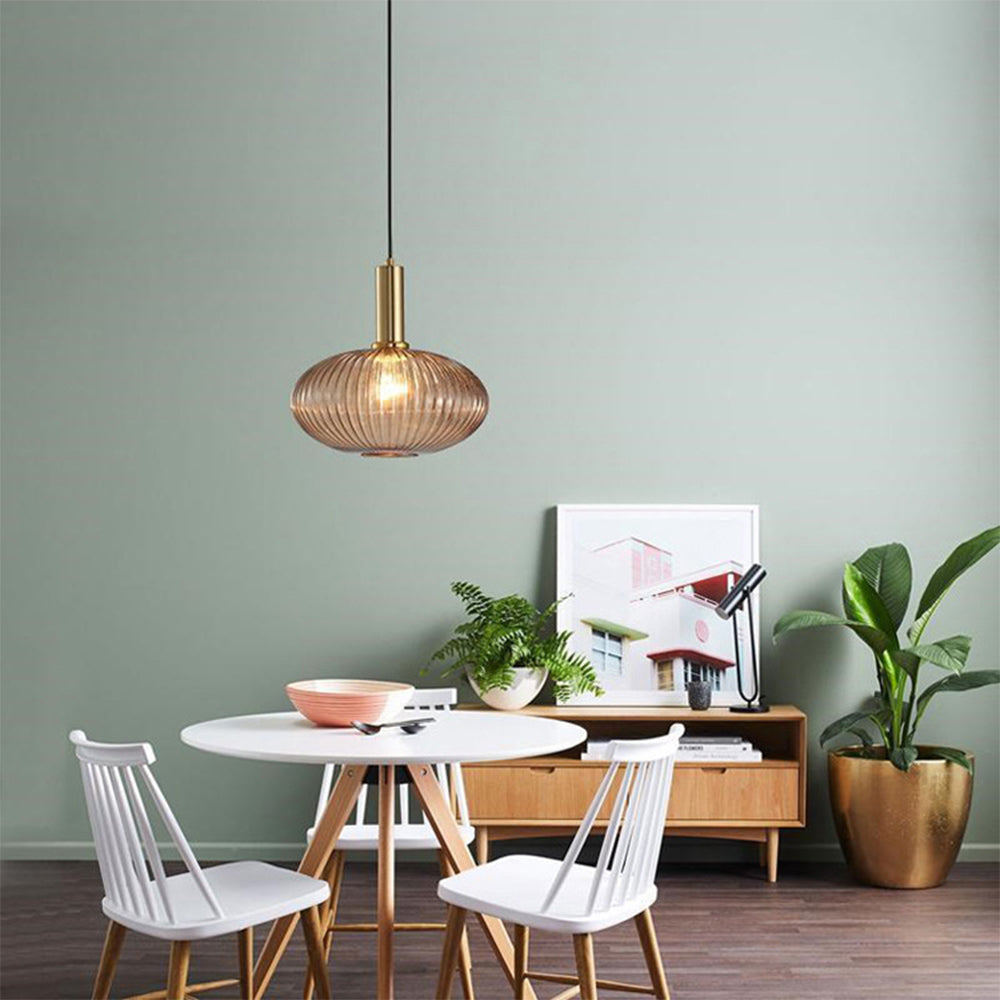 Retro Lantern Shape Glass Pendant Light Vintage Dining Room Chandelier