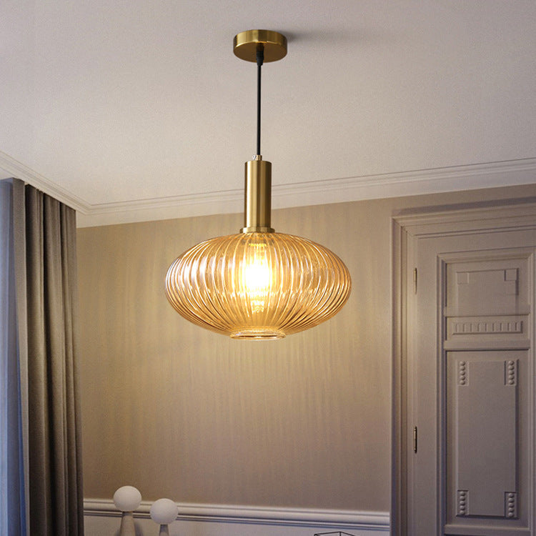 Retro Lantern Shape Glass Pendant Light Vintage Dining Room Chandelier
