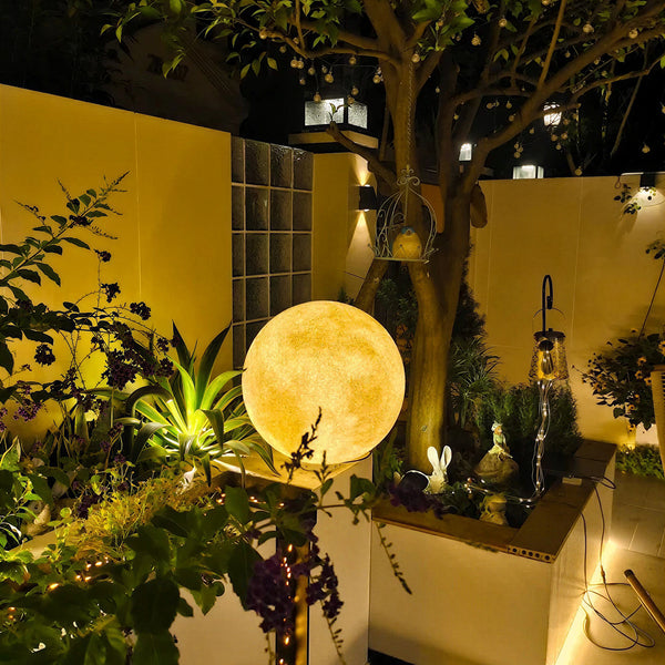 Solar Powered Moon Globe Lamp Outdoor IP65 Waterproof Hemp Fiber Light