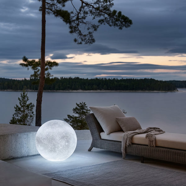 Solar Powered Moon Globe Lamp Outdoor IP65 Waterproof Hemp Fiber Light
