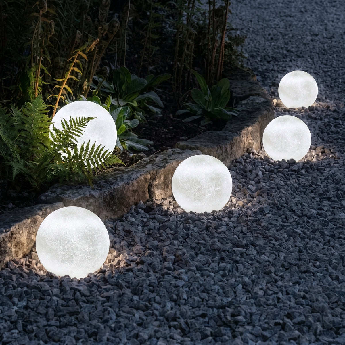 Solar Powered Moon Globe Lamp Outdoor IP65 Waterproof Hemp Fiber Light