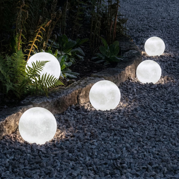 Solar Powered Moon Globe Lamp Outdoor IP65 Waterproof Hemp Fiber Light