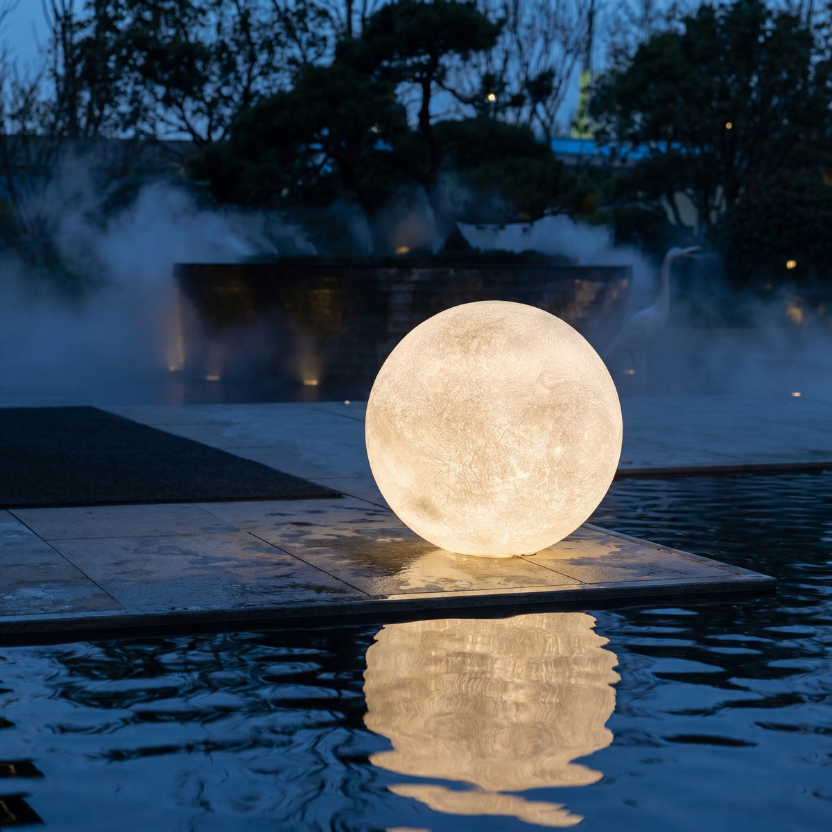Solar Powered Moon Globe Lamp Outdoor IP65 Waterproof Hemp Fiber Light