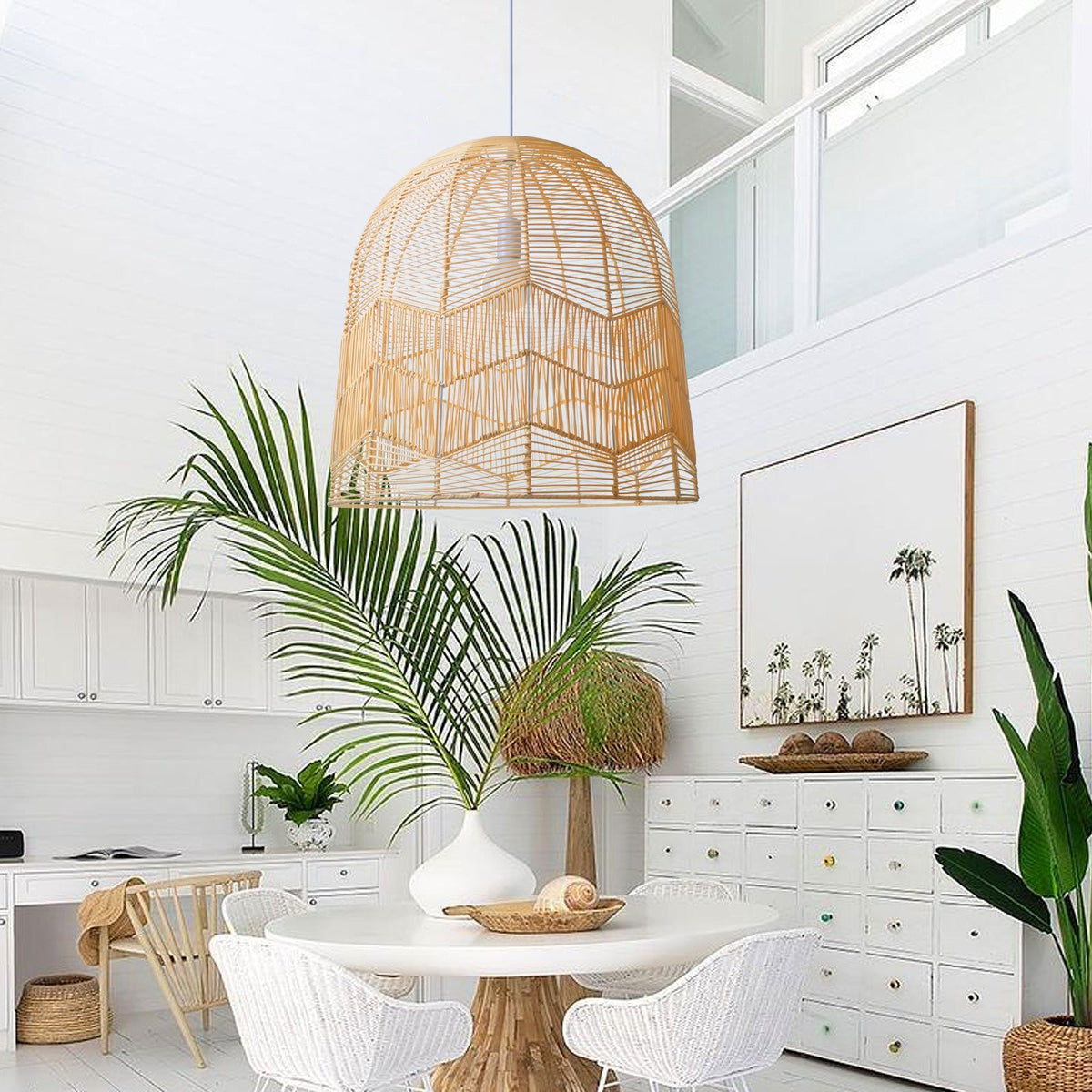 Rattan Pendant Light Handwoven Natural Bamboo Ceiling Lamp