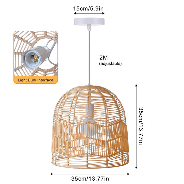 Rattan Pendant Light Handwoven Natural Bamboo Ceiling Lamp