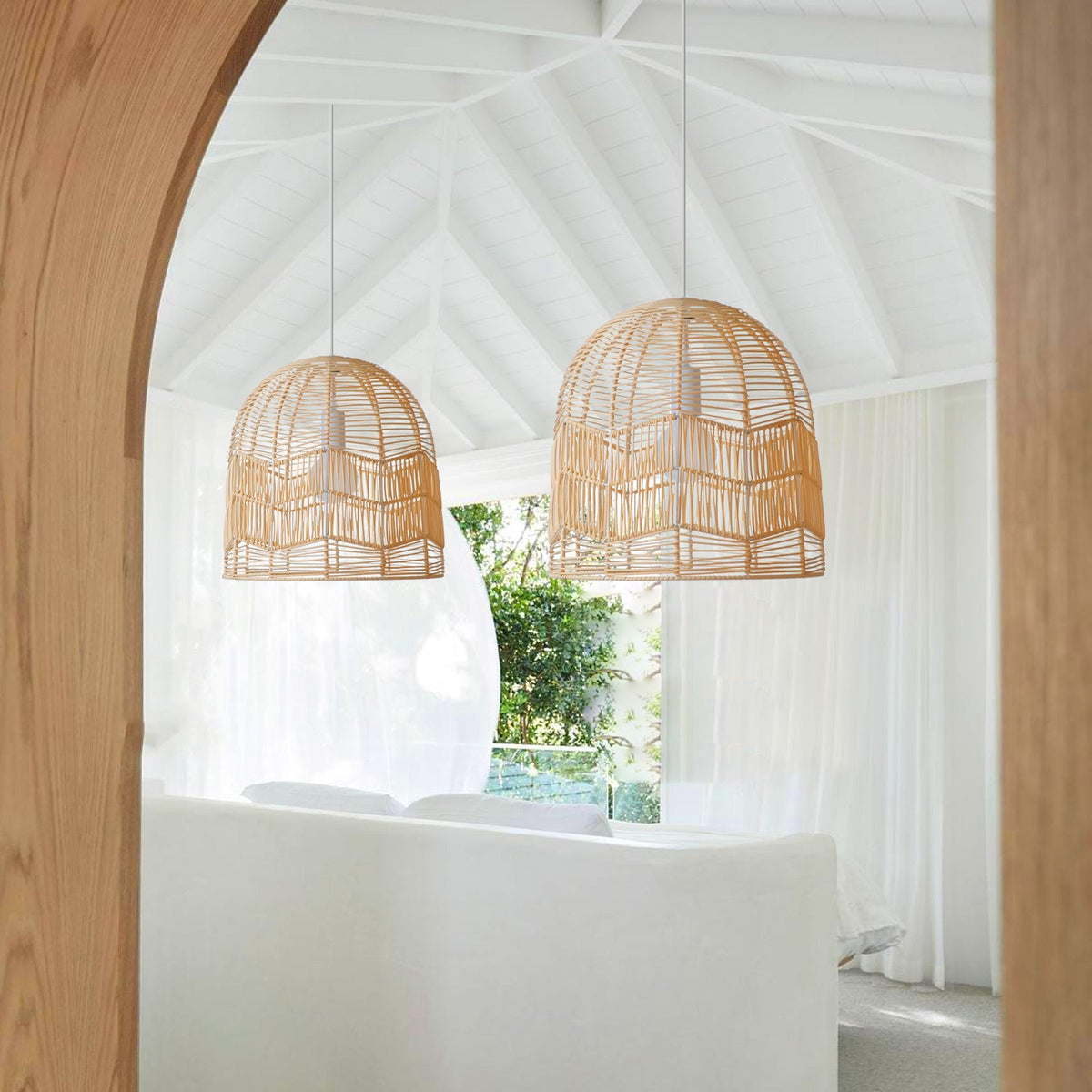 Rattan Pendant Light Handwoven Natural Bamboo Ceiling Lamp