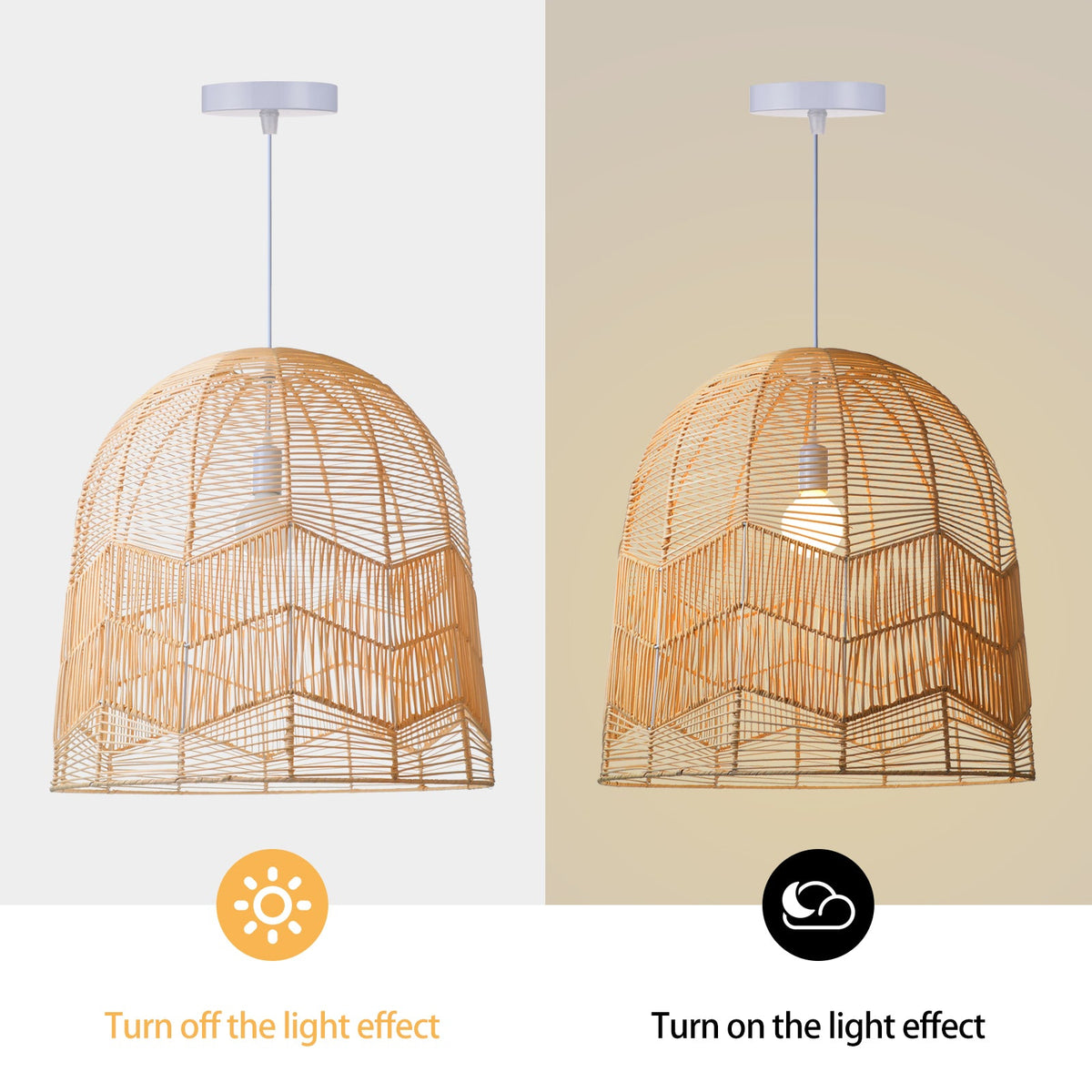 Rattan Pendant Light Handwoven Natural Bamboo Ceiling Lamp