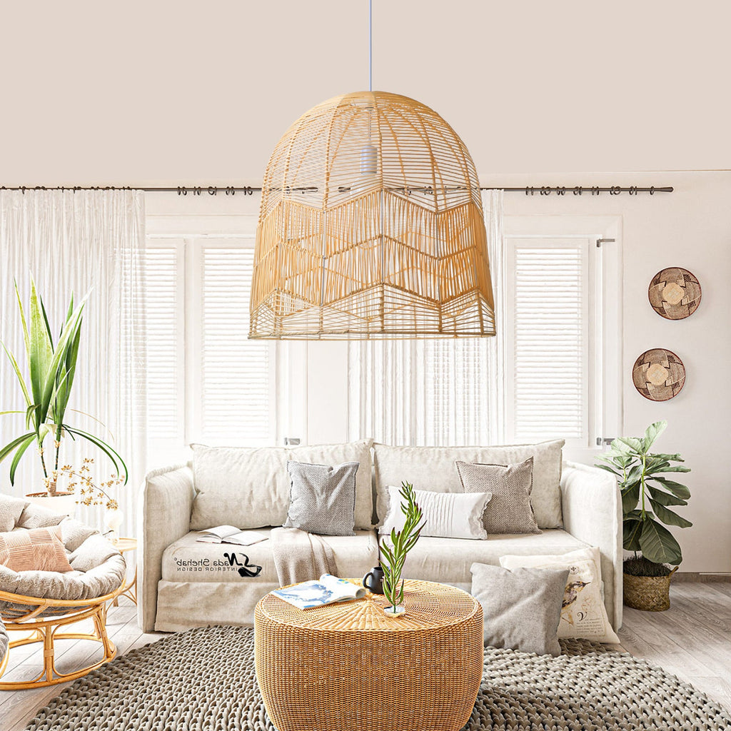 Rattan Pendant Light Handwoven Natural Bamboo Ceiling Lamp
