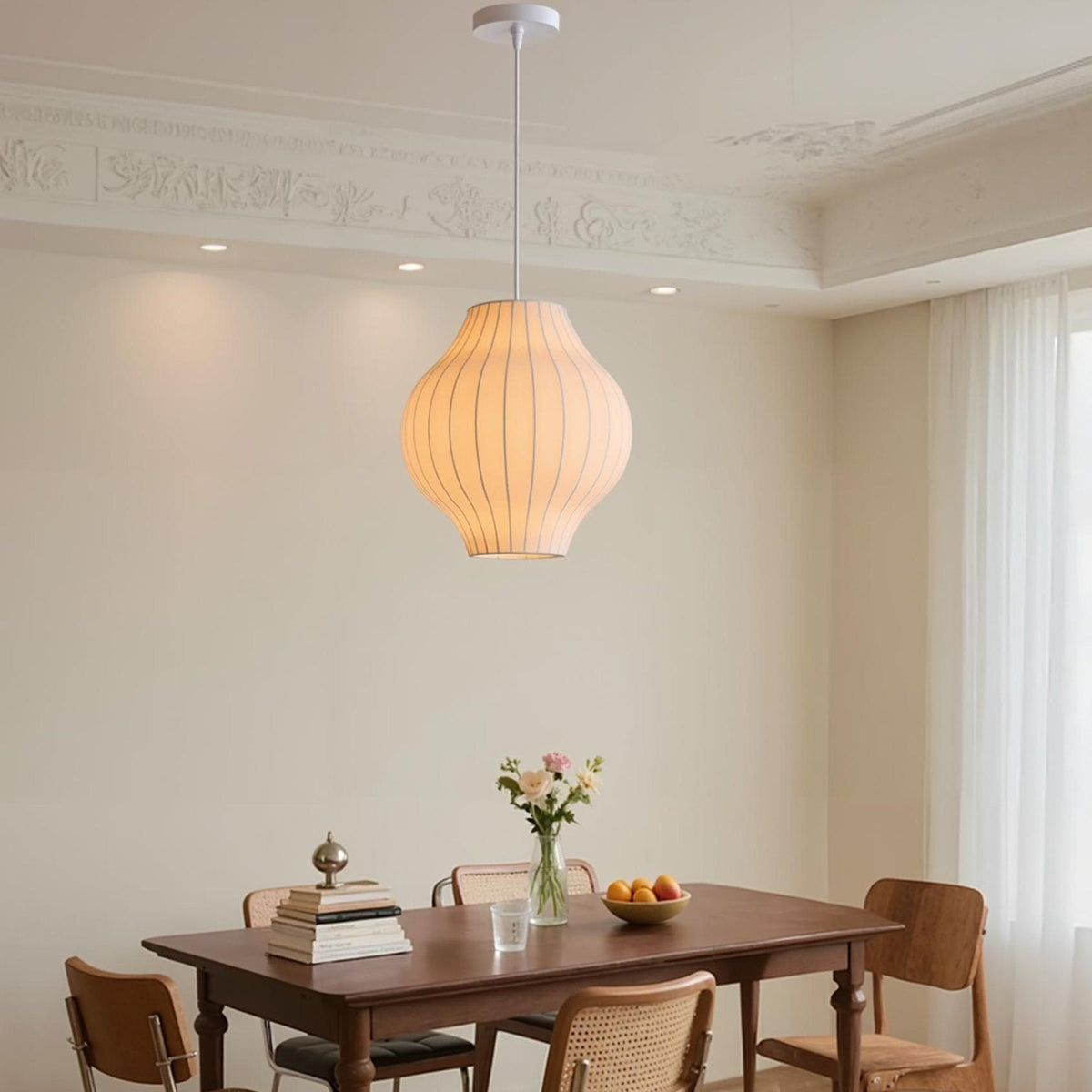 Mid-Century Fabric Cocoon Pendant Light Modern Cloud Bubble Chandelier