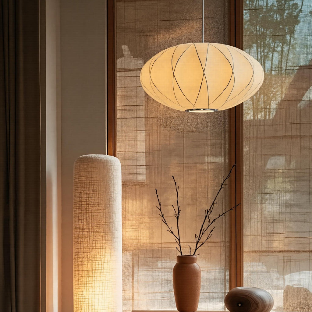 Mid-Century Fabric Cocoon Pendant Light Modern Cloud Bubble Chandelier
