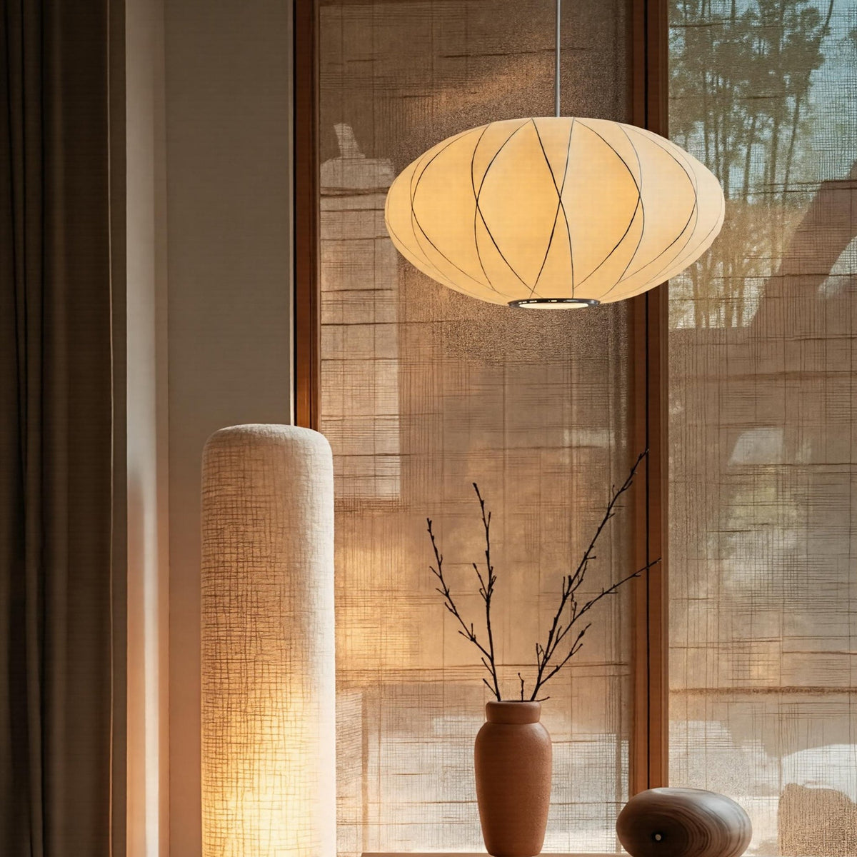 Mid-Century Fabric Cocoon Pendant Light Modern Cloud Bubble Chandelier